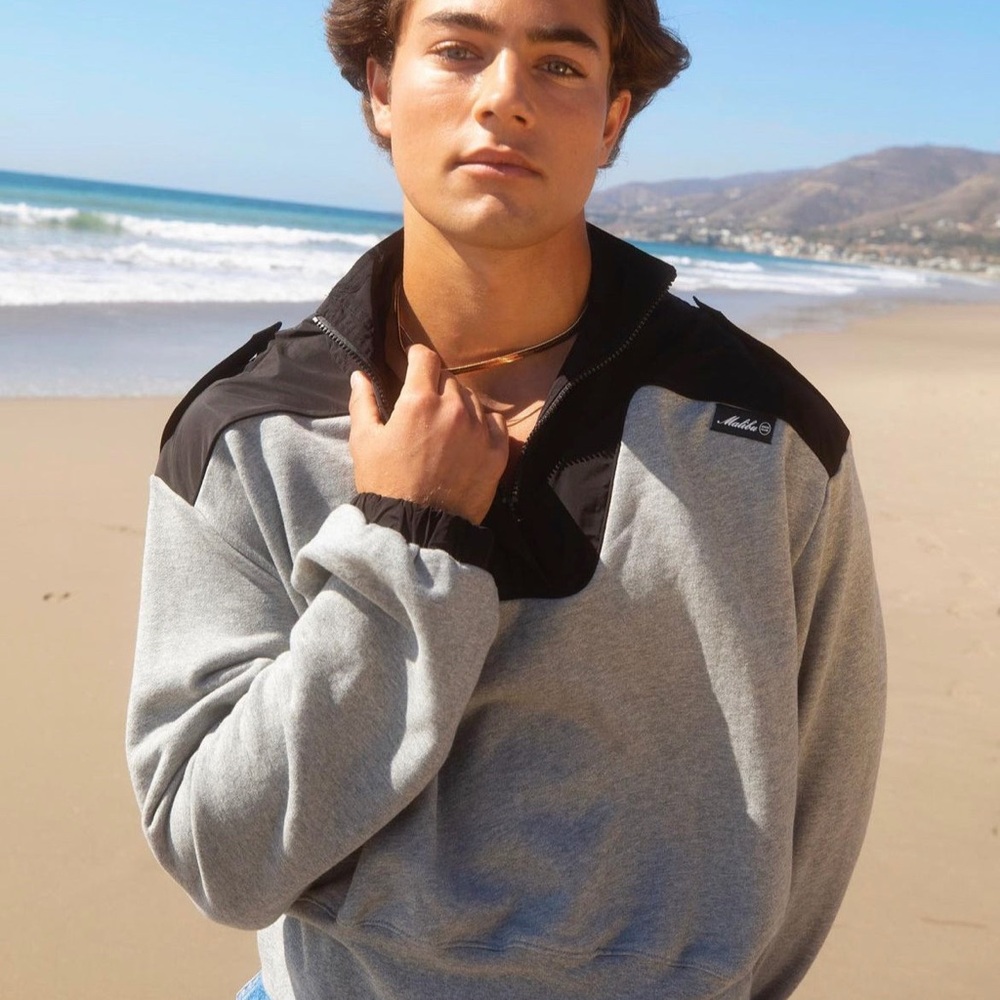 Malibu Juice Club Gray/Black Unisex The Bi-Coastal Nylon Crewneck